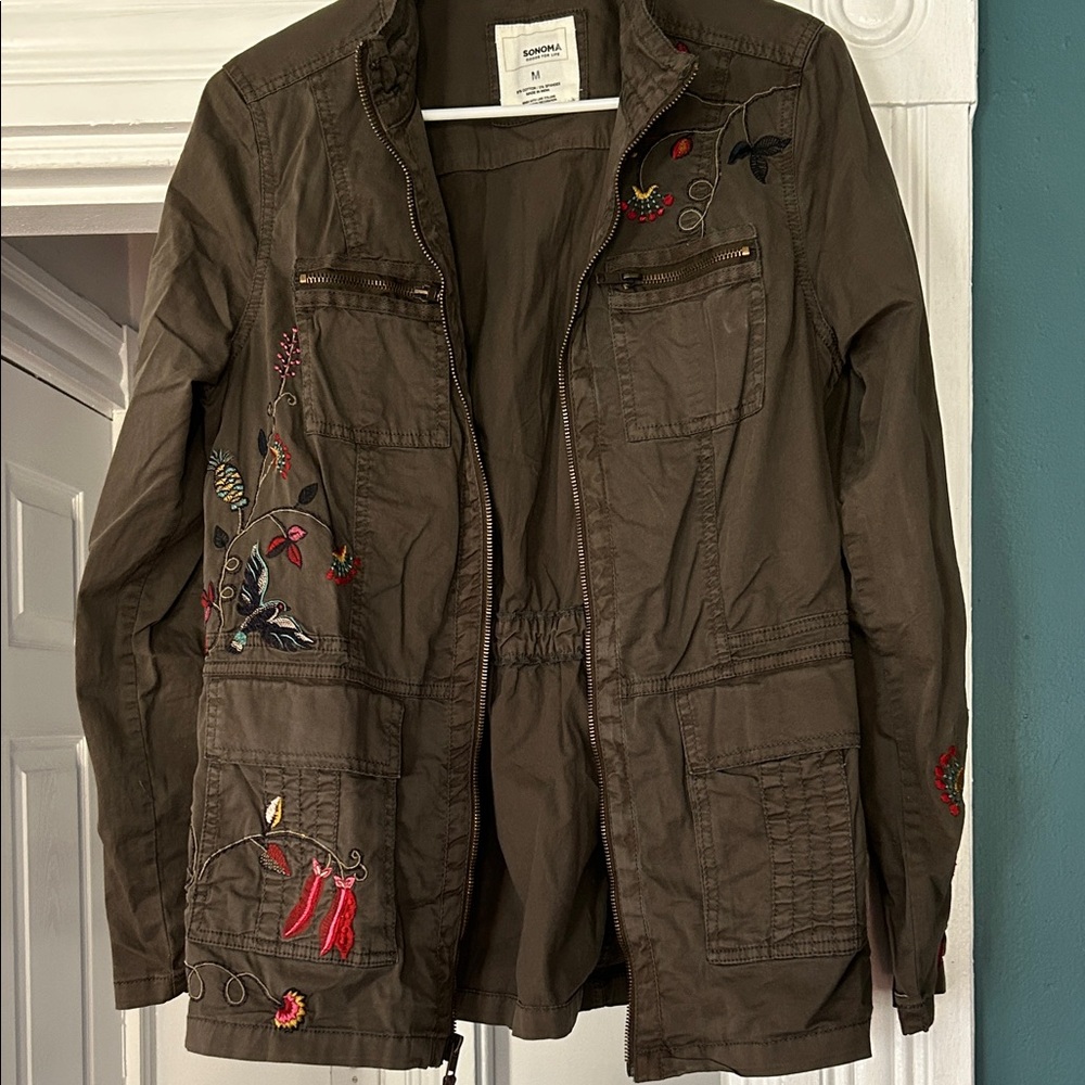 Vintage Y2K Sonoma Olive Embroidered Utility Jacket